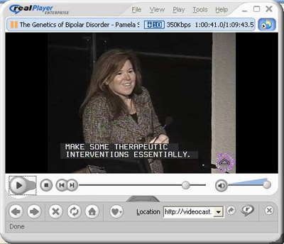 Screen capture of Dr. Sklar discussing her recent findings on the genetics of schizophrenia and bipolar disorder.