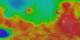 Flyover flat map of Mars topography of Hellas Crater with false color texture