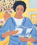 Image of a woman reading a book