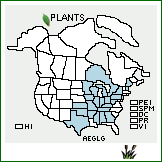 Distribution of Aesculus glabra Willd. var. glabra. . 