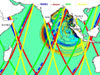 map showing height of a tsunami in the open ocean