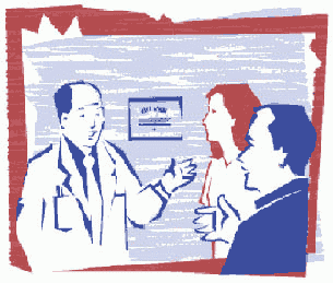 Doctor talking to a man and woman