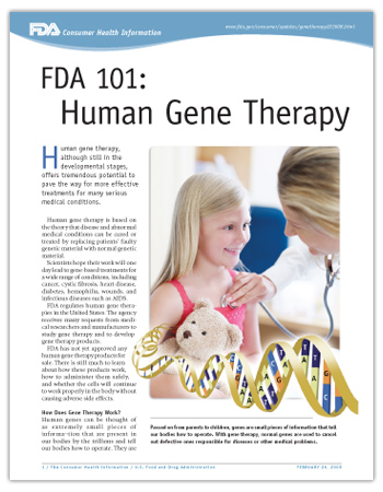 Cover page of PDF version of this article, including photo of a young girl being examined by a physician with a ribbon-like graphic of a gene superimposed over the photo