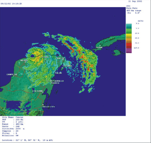 Image from Cancun radar of Hurricane Isidore