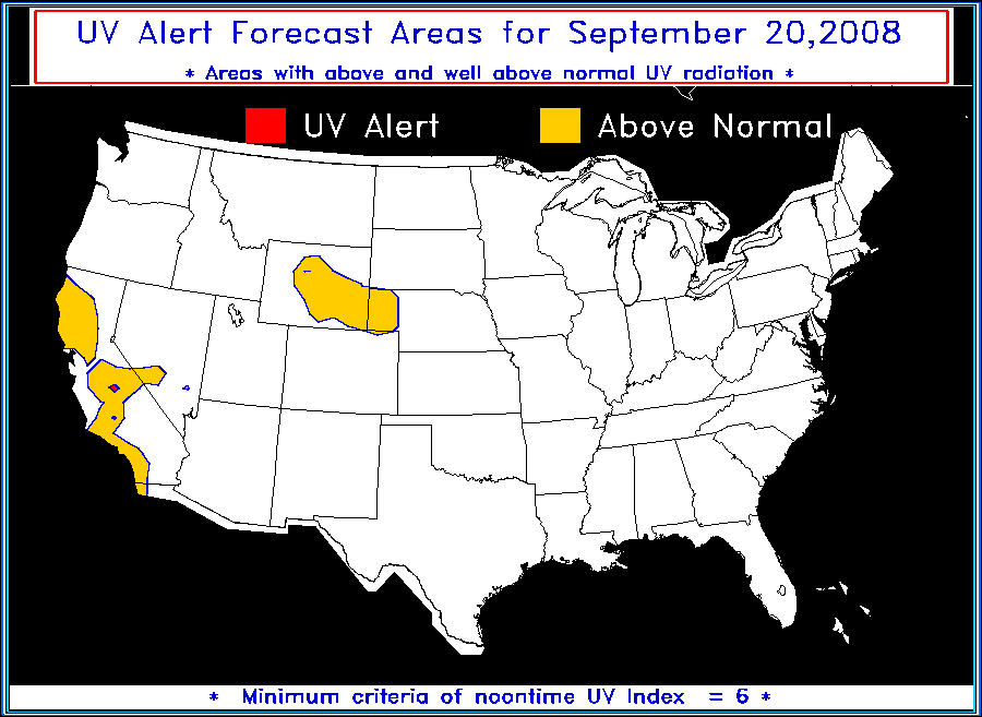 Current UV Index Forecast Map