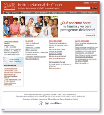 image of NCI's new Spanish-language Web site