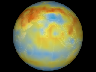 The Aqua/Airs instrument reads a low region of carbon dioxide over the Himalayas. 