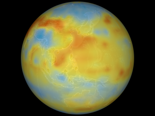 High levels of carbon dioxide are detected over the Asian Pacific Rim.