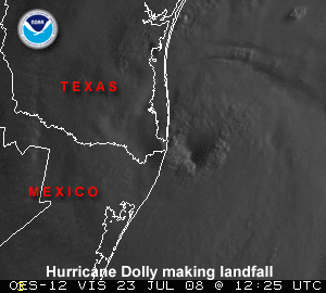 Satellite animation of Hurricane Dolly on 23 July 2008