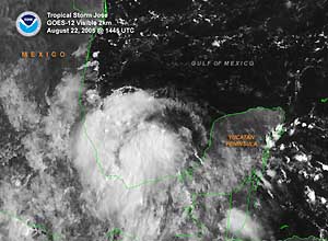 Satellite image of Tropical Storm Jose on August 22, 2005 
