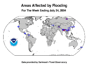 Flooding for the week ending July 24,  2004 from the Dartmouth Flood Observatory
