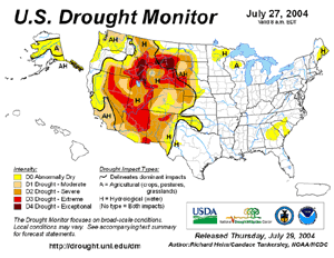 Click Here for the Drought Monitor depiction as of July 27, 2004