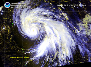 Satellite image of Typhoon Namtheun on July 29, 2004