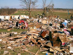 NOAA image of destruction across parts of Tennessee taken by storm surveyors from the NOAA National Weather Service forecast office in Memphis.