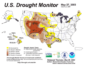 Drought depiction on May 6, 2003