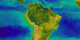SeaWiFS false color data showing seasonal change in the oceans and on land for South America.  The data is seasonally averaged, and shows spring, summer, fall, winter, spring, summer, and fall.