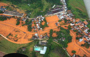 Flooding in Muriae, Brazil from a dam break on January 11, 2007