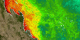 Sea Surface Temperature of the Southern Great Barrier Reef shows increased temperatures at the most severe coral bleaching sites.