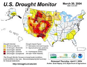 Click Here for the Drought Monitor depiction as of March 16, 2004