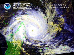 Satellite image of Tropical Cyclone Gafilo