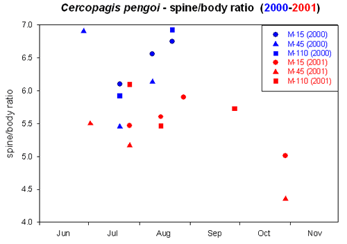 Spine/body ratio of Cercopagis pengoi in Lake Michigan