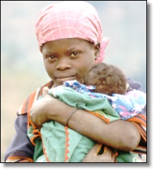 A young mother and child in Rwanda. Photo by Janice Miller.