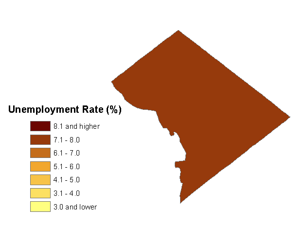 Unemployment rate in the Distict of Columbia, July 2008
