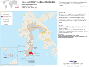 Map of flood-affected areas in Indonesia during June 2006