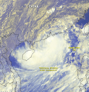 Click Here for a satellite image of tropical storm Hagupit as it passed near Hong Kong and into China's Guangdong province