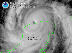 Click Here for a satellite image of Hurricane Isidore lashing Mexico's Yucatan peninsula on September 22, 2002