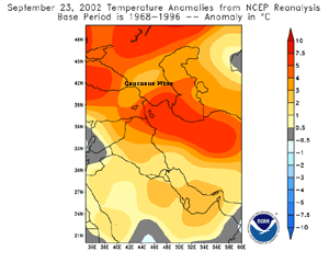 Click Here temperature anomalies across southern Russia on September 23, 2002