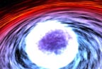 These images are taken from a computer animation that illustrates a thermonuclear burst consuming an entire neutron star. 