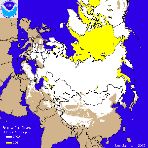 Animation of snow cover across Europe and Asia during January 2003