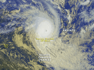 A satellite image of Tropical Cyclone Beni on January 29, 2003.