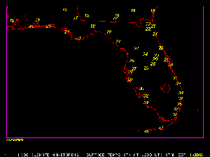 Temperatures across Florida on January 24, 2003 at 1200 UTC (7AM EST)