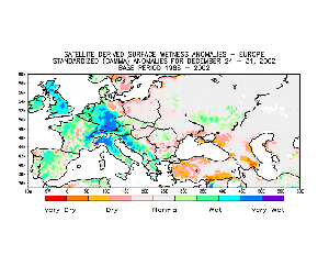 The satellite derived wetness anomalies over Europe