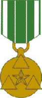 Commander's Award for Civilian Service medal -- the star denotes leadership reflecting on the commander; the triangles  symbolize the integrity, steadfastness, and accomplishment of the recipien