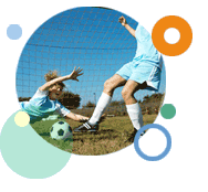 Image of two young people playing soccer