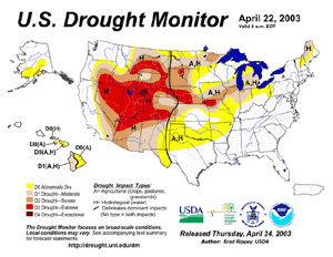 The drought depiction on March 25, 2003