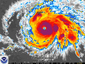 Infrared satellite image of Typhoon Kujira on April 14, 2003