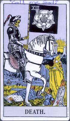 Tarot death card left by the snipers