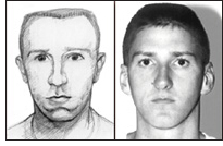 Sketch and photograph of Timothy McVeigh