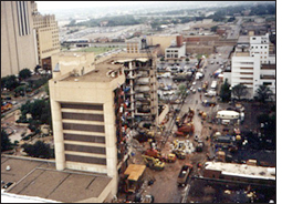 Alfred P. Murrah Federal Building in downtown Oklahoma City after the bomb exploded