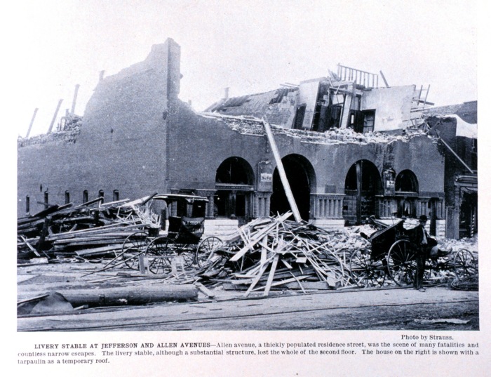 Picture of building damage from the St. Louis Tornado