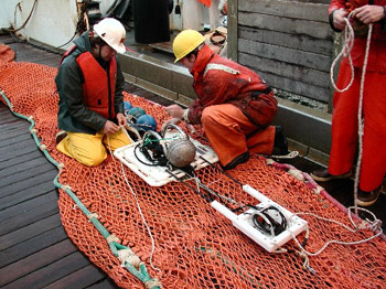 picture of attaching a video camera to a net 