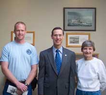 NOAA Teacher at Sea Alumnae, Chuck Latto and JoAnne Kronberg are pictured here with Vice Admiral Lautenbacher 