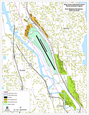 Map: King County International Airport Sound Insulation Program, Noise Mitigation Boundaries - North and South (121kb GIF)