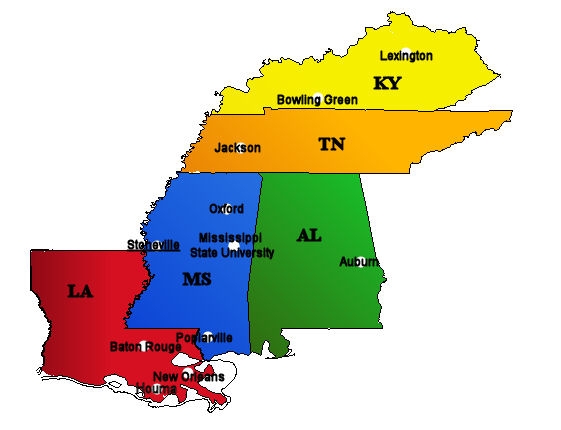 Mid South Area Map