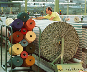 Photo:  Textile plant with worker