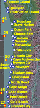This image map shows the locations of buoys along the Pacific Northwest coast.